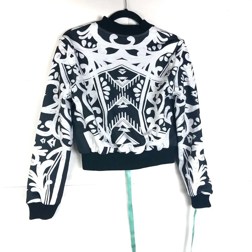 MISTRESS ROCKS “Sugar High” Black White Graphic Bomber Jacket Small - Picture 3 of 7